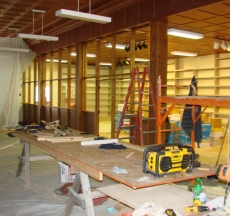 Construction of library wall.
